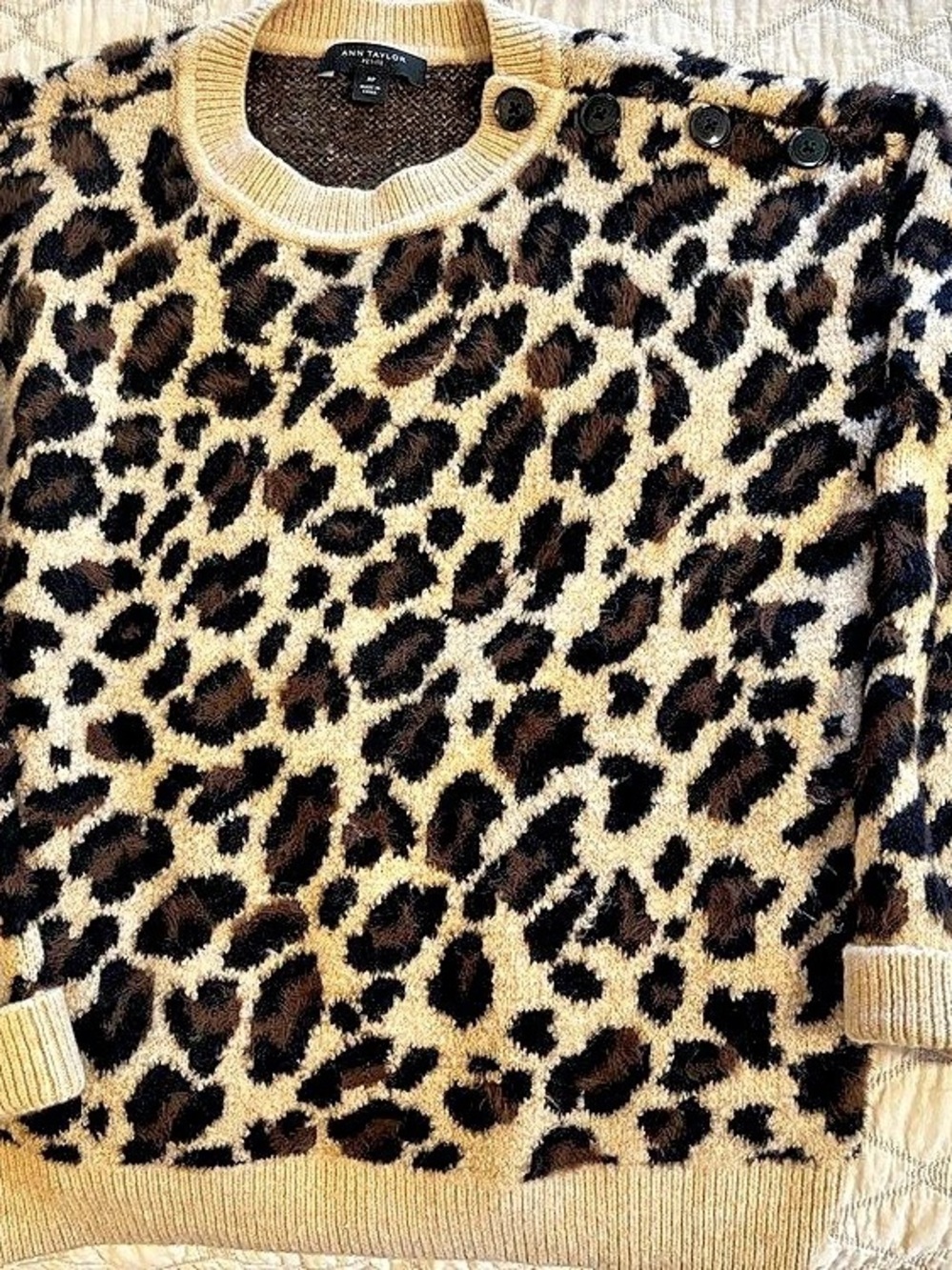 Ann Taylor Leopard Print Crewneck Sweater